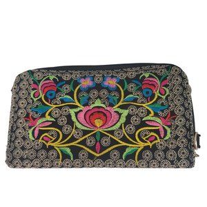 large floral embroidered wallet with large phone pocket could be crossbody